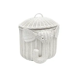 1060103 Rattan Elephant Storage Basket, White