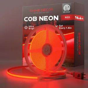 110V Ultra Bright COB LED Neon Rope Light Red Color 800Lumens/M