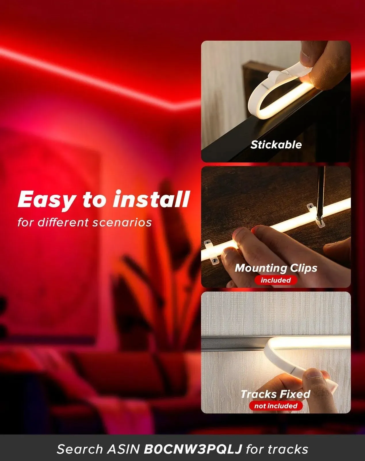 110V Ultra Bright COB LED Neon Rope Light Red Color 800Lumens/M