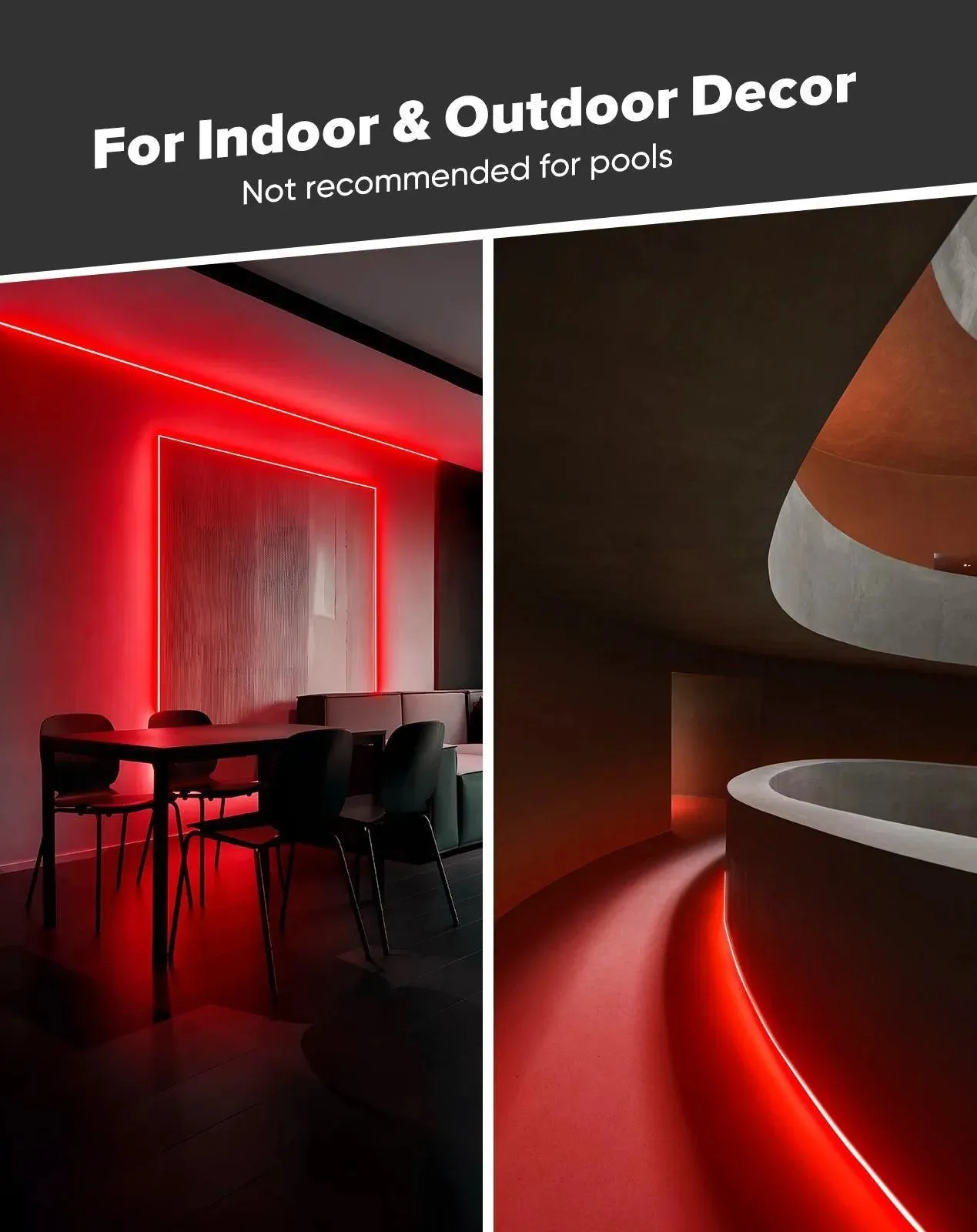 110V Ultra Bright COB LED Neon Rope Light Red Color 800Lumens/M