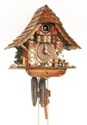 11" Wood Chopper and Goose Black Forest German Cuckoo Clock