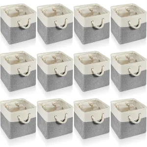 12 Pieces Cube Storage Bins Small Foldable Storage Cube Baskets With Sturdy Carr