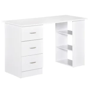 120cm Computer Desk PC Table Workstation w/ 3 Shelf & Drawers White
