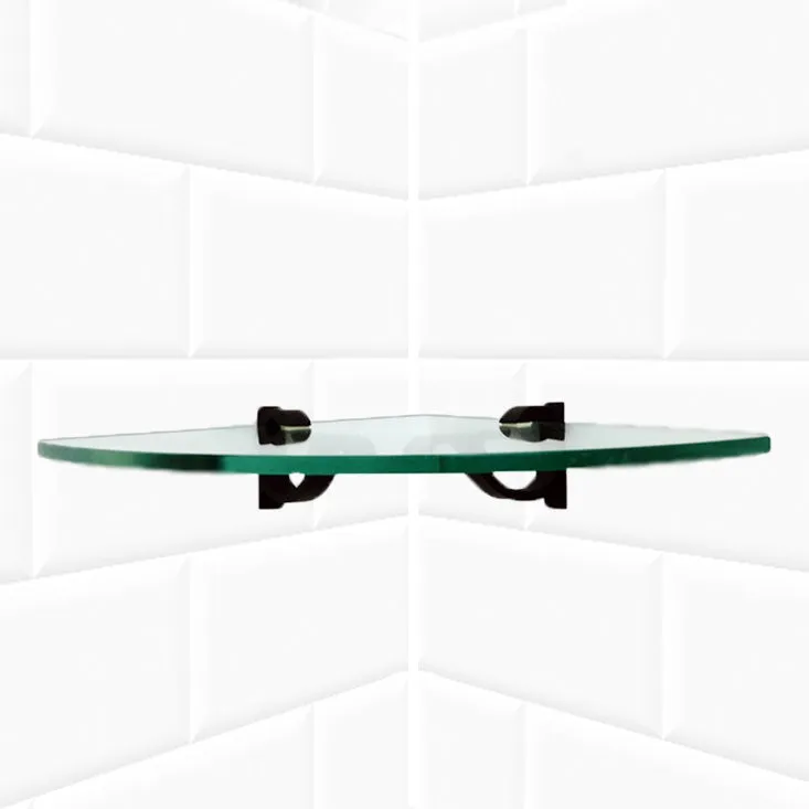 12" Qtr Rd Monarch Corner Glass Shelves - 2 Brackets Included with Each Shelf