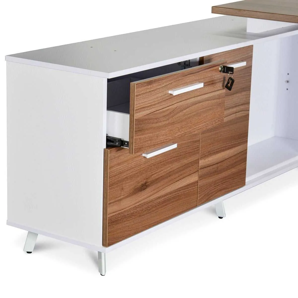 160cm Executive Office Desk - Left Return - Walnut