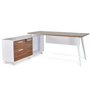 160cm Executive Office Desk - Left Return - Walnut