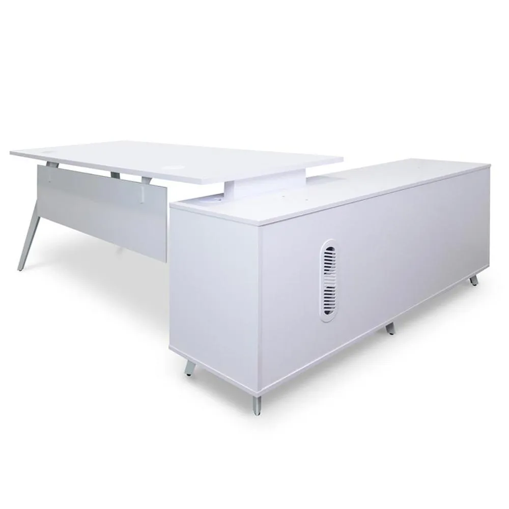 160cm Executive Office Desk - Left Return - White