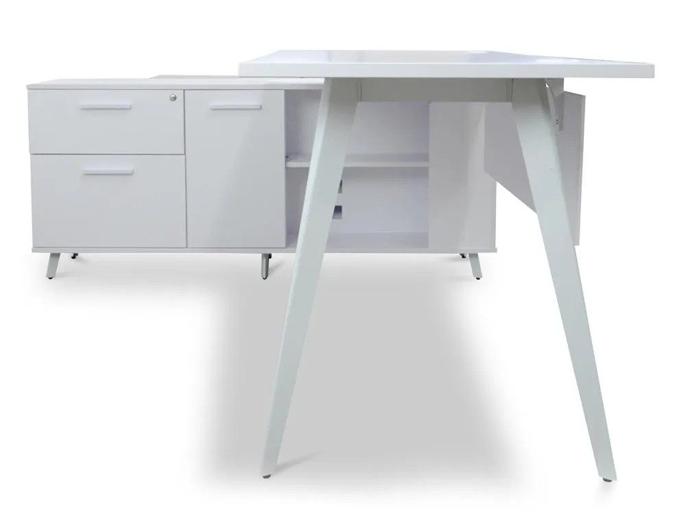 160cm Executive Office Desk - Left Return - White