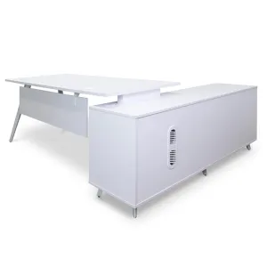 160cm Executive Office Desk - Left Return - White