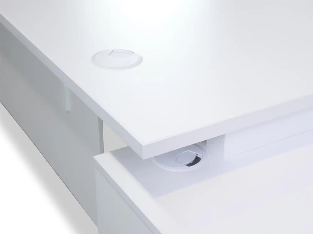160cm Executive Office Desk - Left Return - White