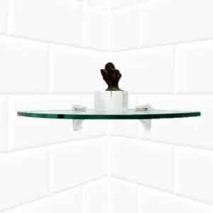 16" Qtr Rd Cardinal Corner Glass Shelves - 2 Brackets Included with Each Shelf