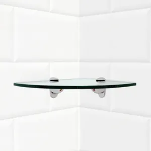 16" Qtr Rd Heron Corner Glass Shelves - 2 Brackets Included with Each Shelf