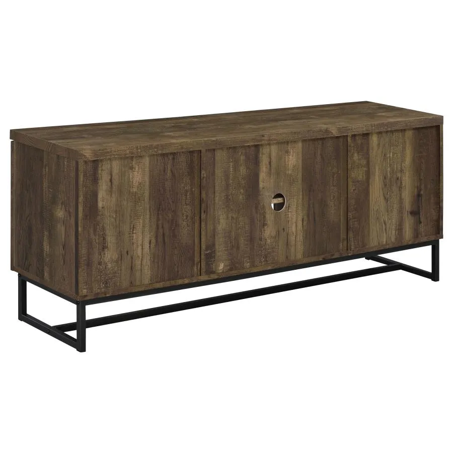 2-door TV Console with Adjustable Shelves Rustic Oak Herringbone