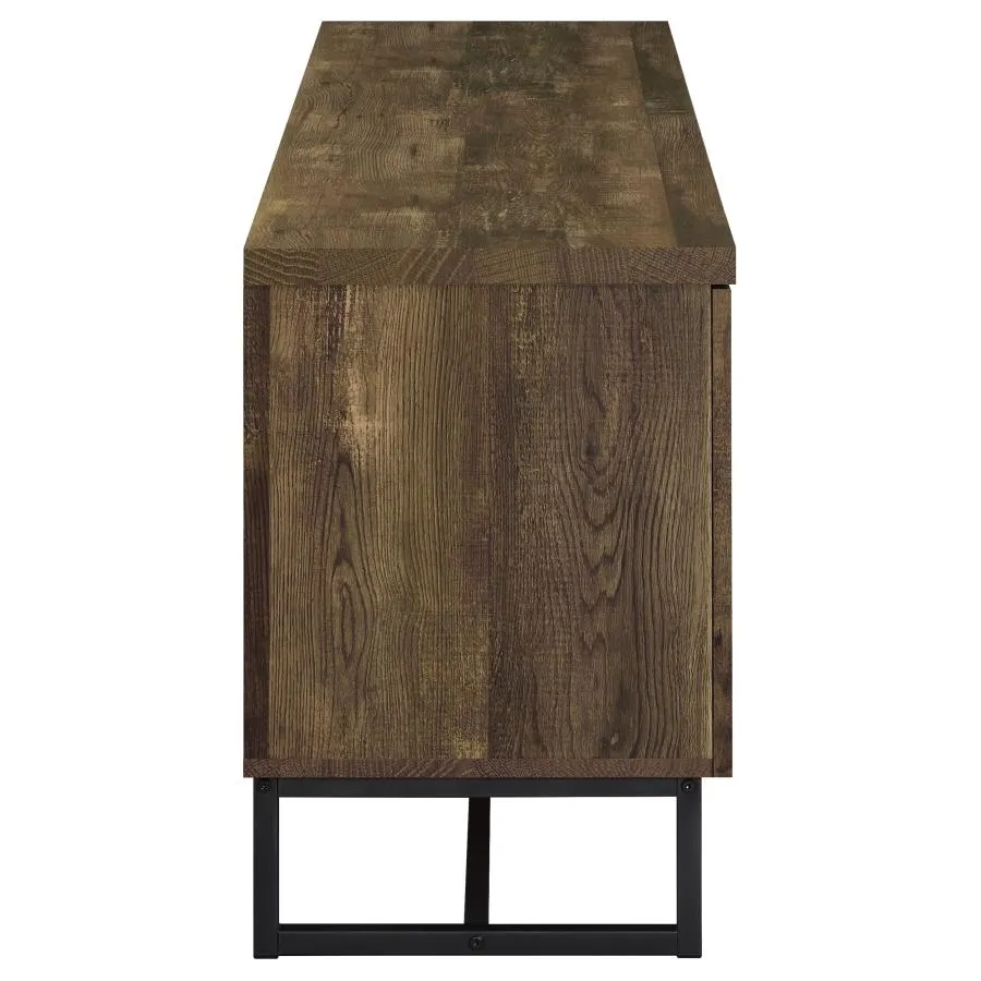 2-door TV Console with Adjustable Shelves Rustic Oak Herringbone
