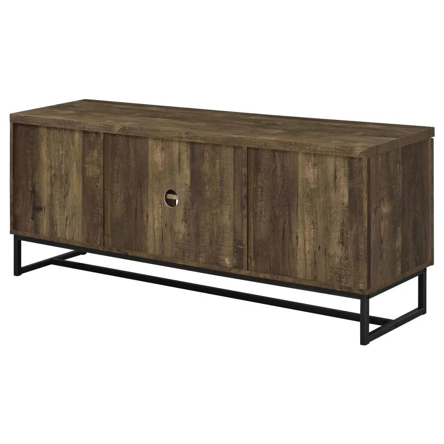2-door TV Console with Adjustable Shelves Rustic Oak Herringbone