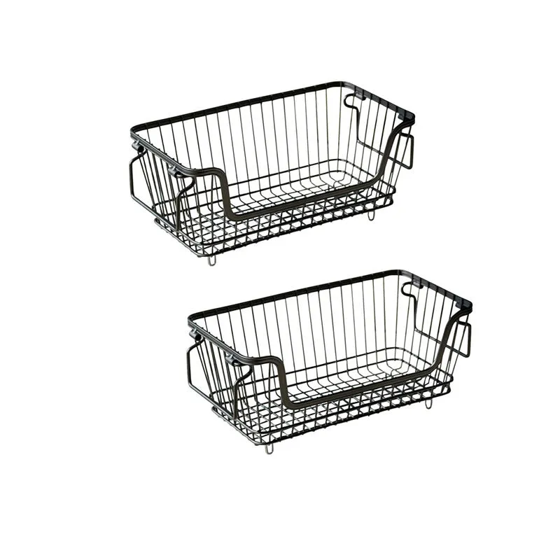 2-Piece 32×26×20Cm Stackable Wire Storage Basket