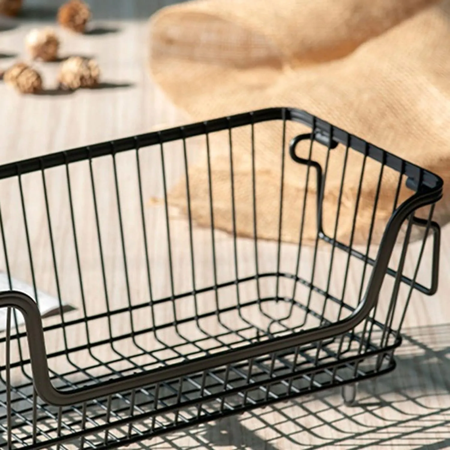 2-Piece 32×26×20Cm Stackable Wire Storage Basket