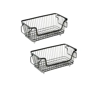 2-Piece 32×26×20Cm Stackable Wire Storage Basket