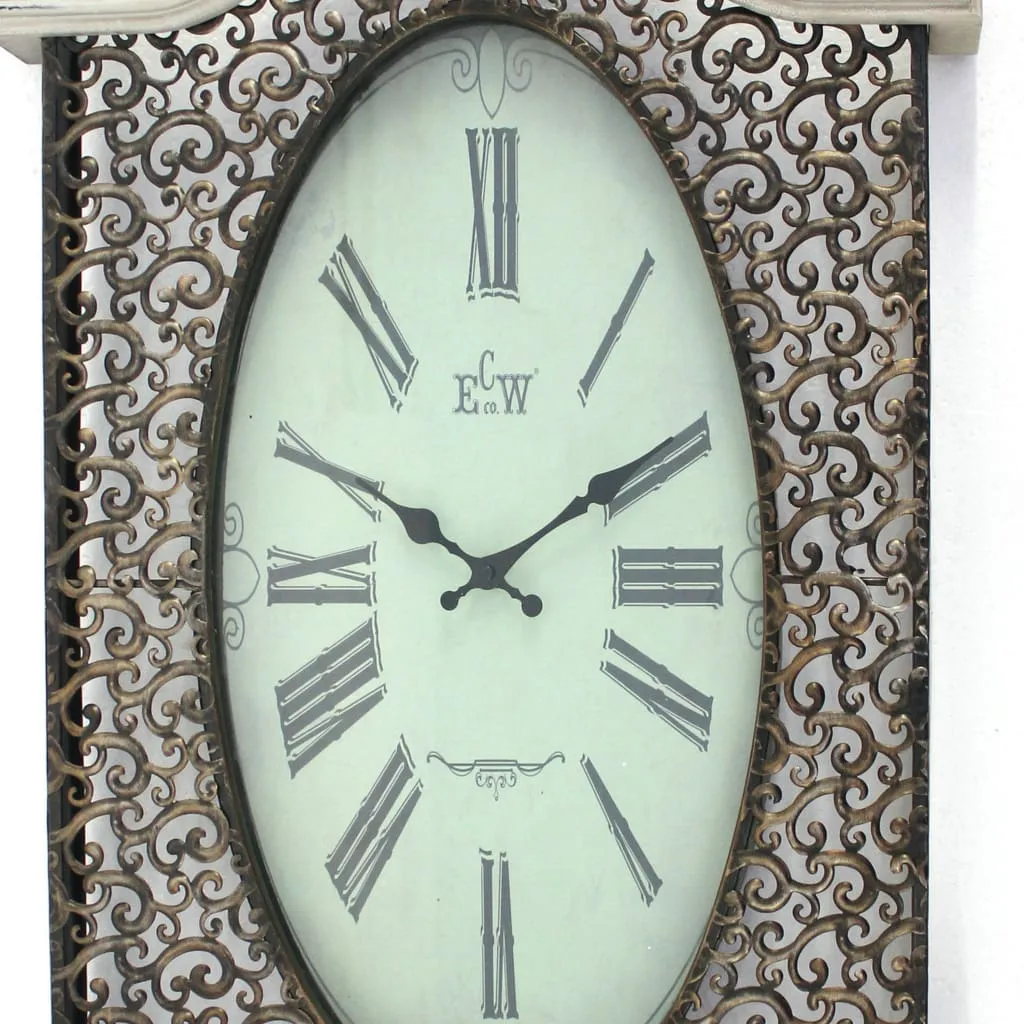 20" X 31" Scalloped Wall Clock with Intricate Details, White By Casagear Home
