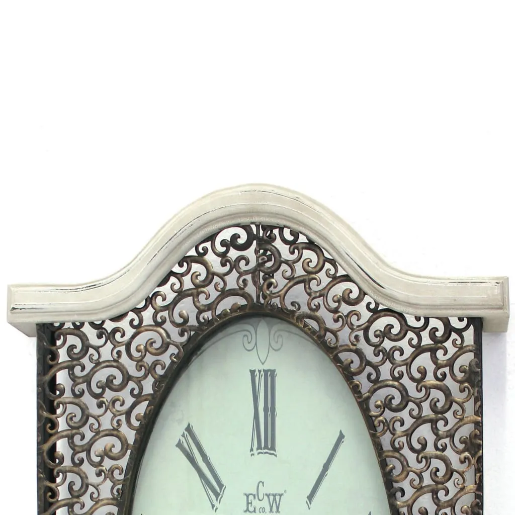 20" X 31" Scalloped Wall Clock with Intricate Details, White By Casagear Home