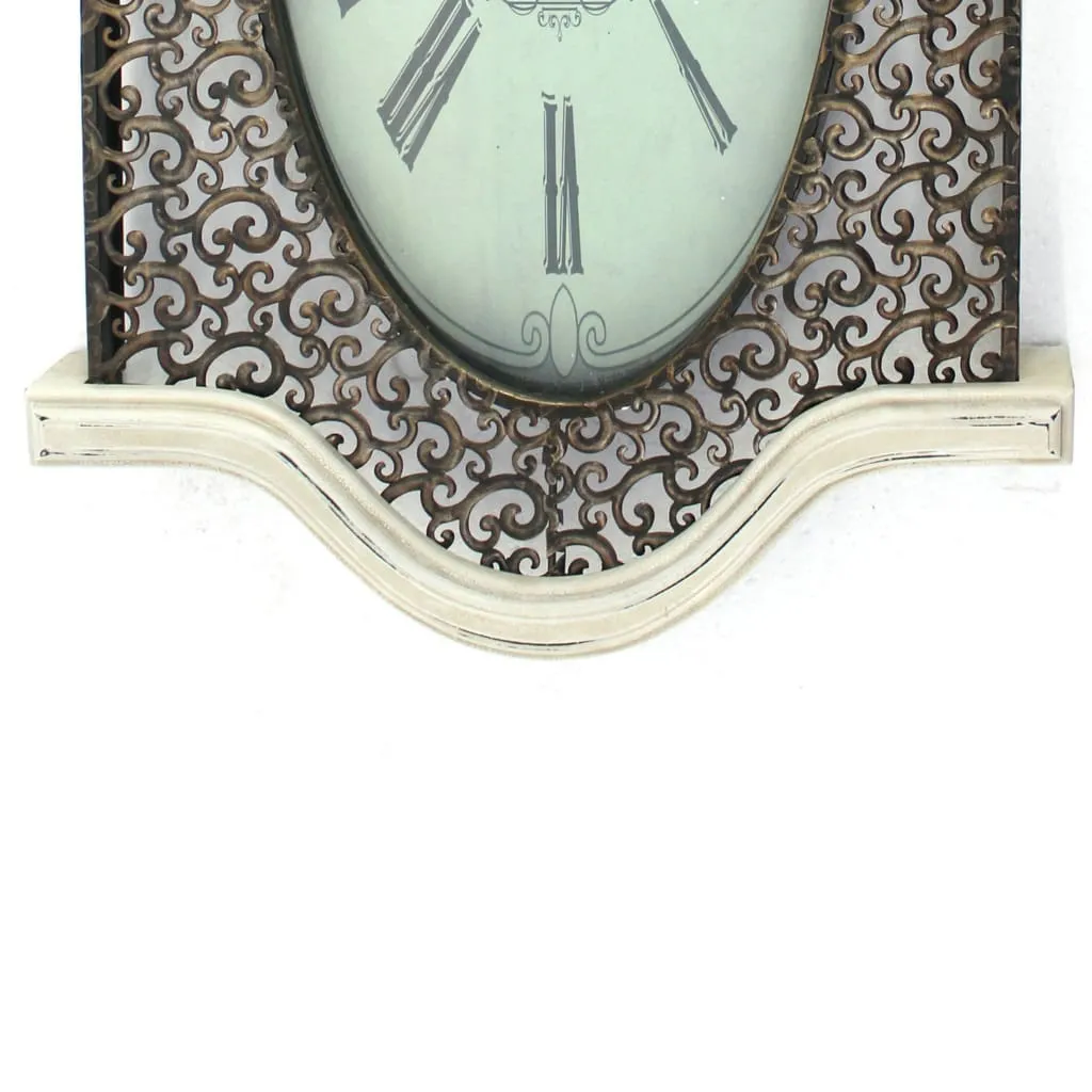 20" X 31" Scalloped Wall Clock with Intricate Details, White By Casagear Home