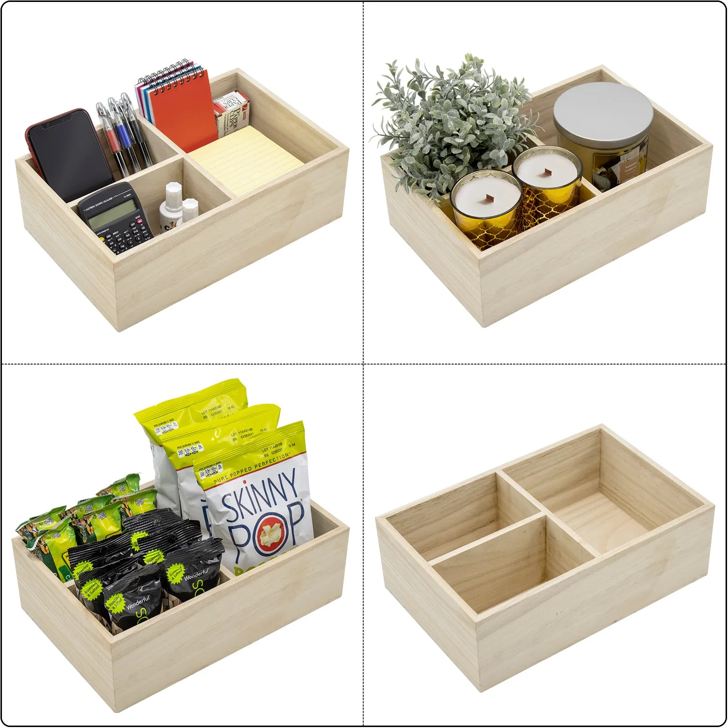 3 Compartment Organizer Box (Unfinished Wood)