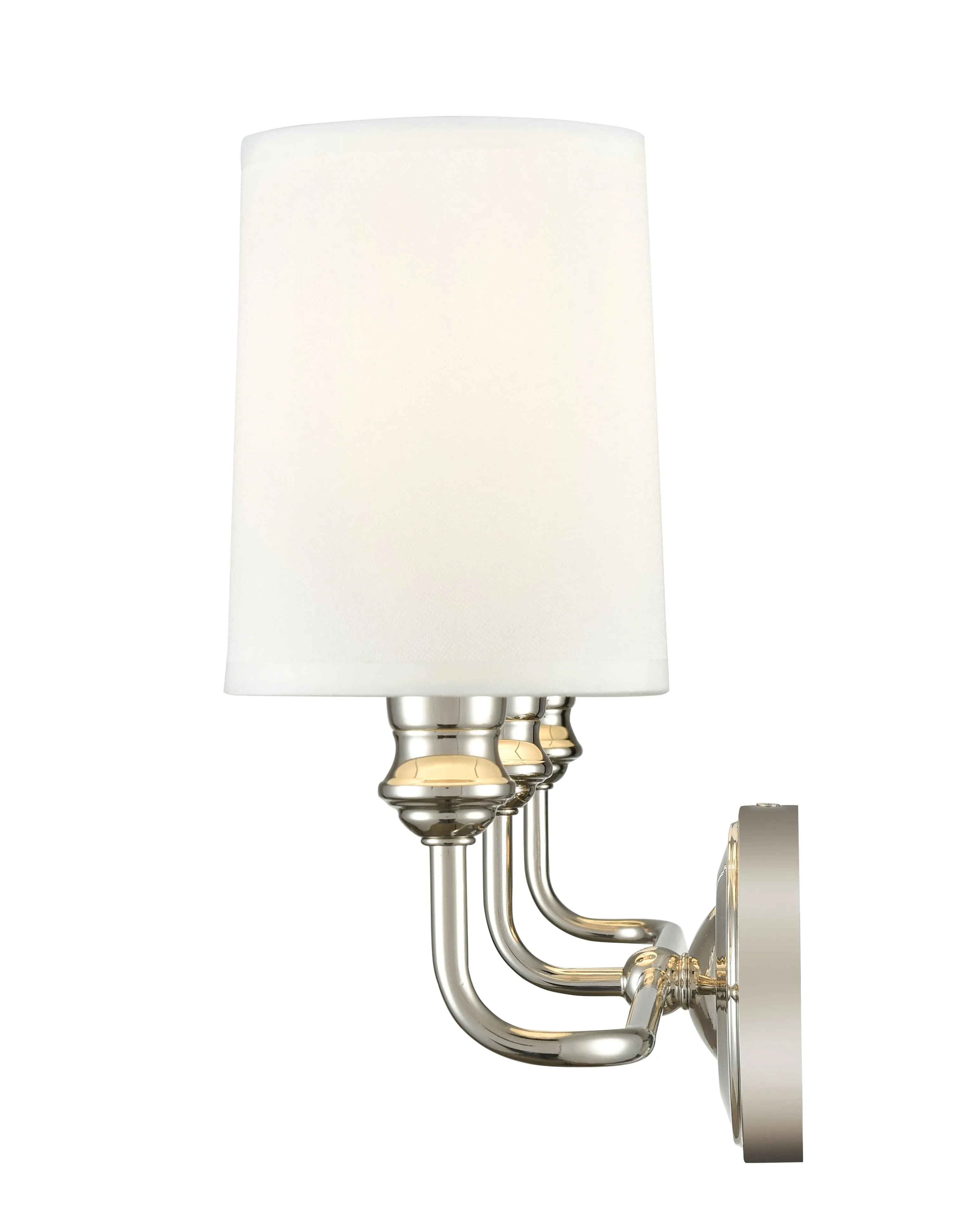 3 Lamps Leena Vanity Light - Polished Nickel - White Fabric Shade - 22in. Wide