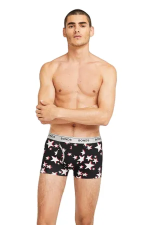 3 x Mens Bonds Guyfront Trunk Underwear Universal Star Black Dl2