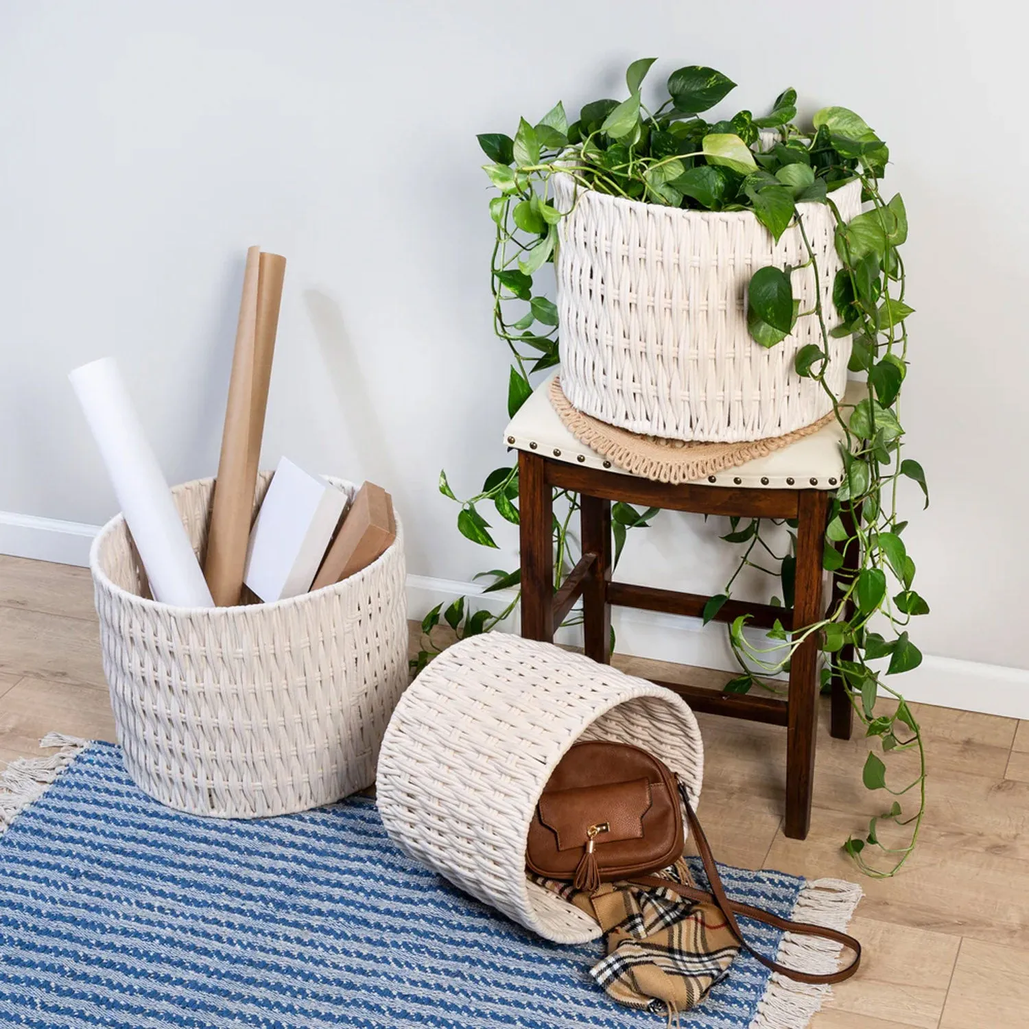 3pc Cozy Weave Basket