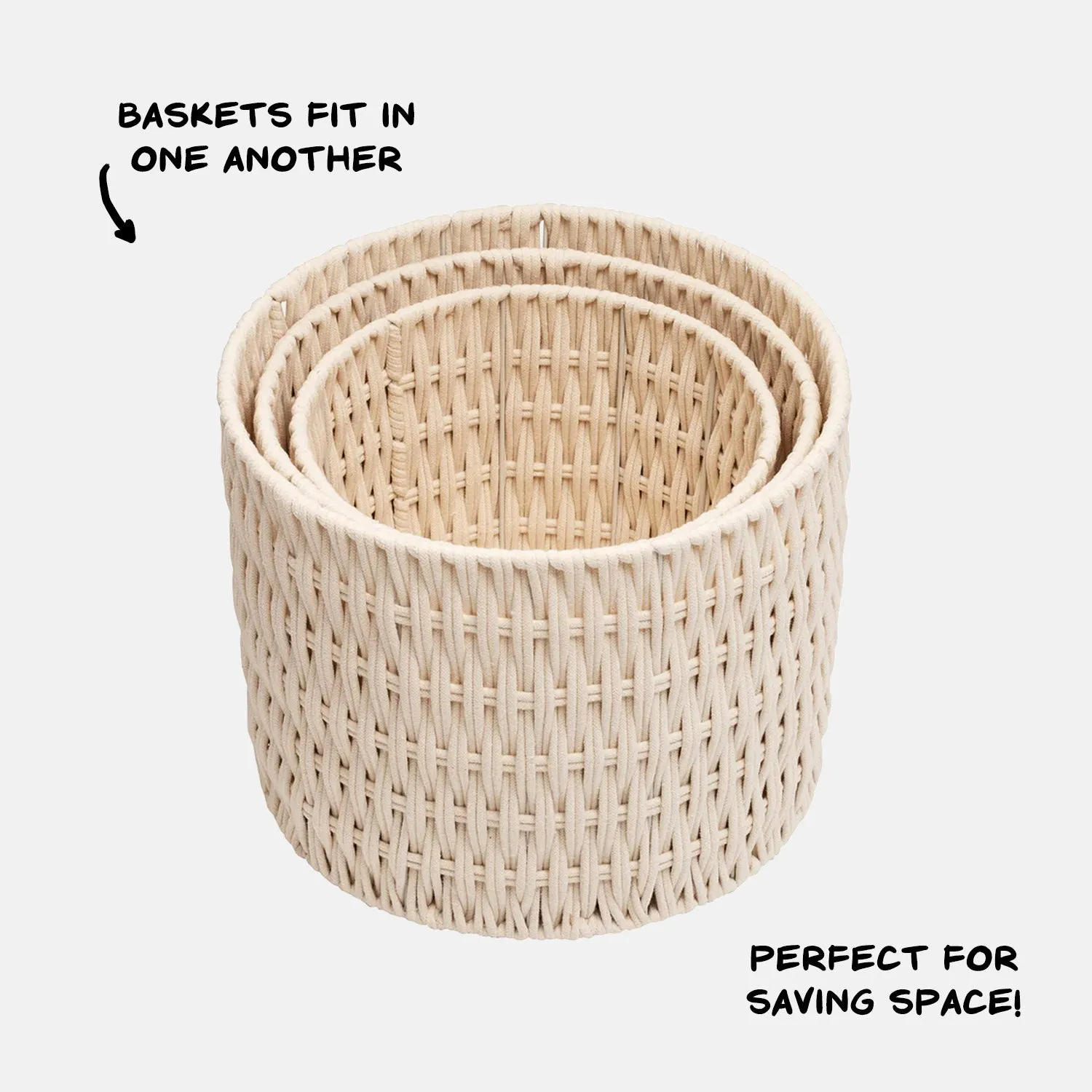 3pc Cozy Weave Basket