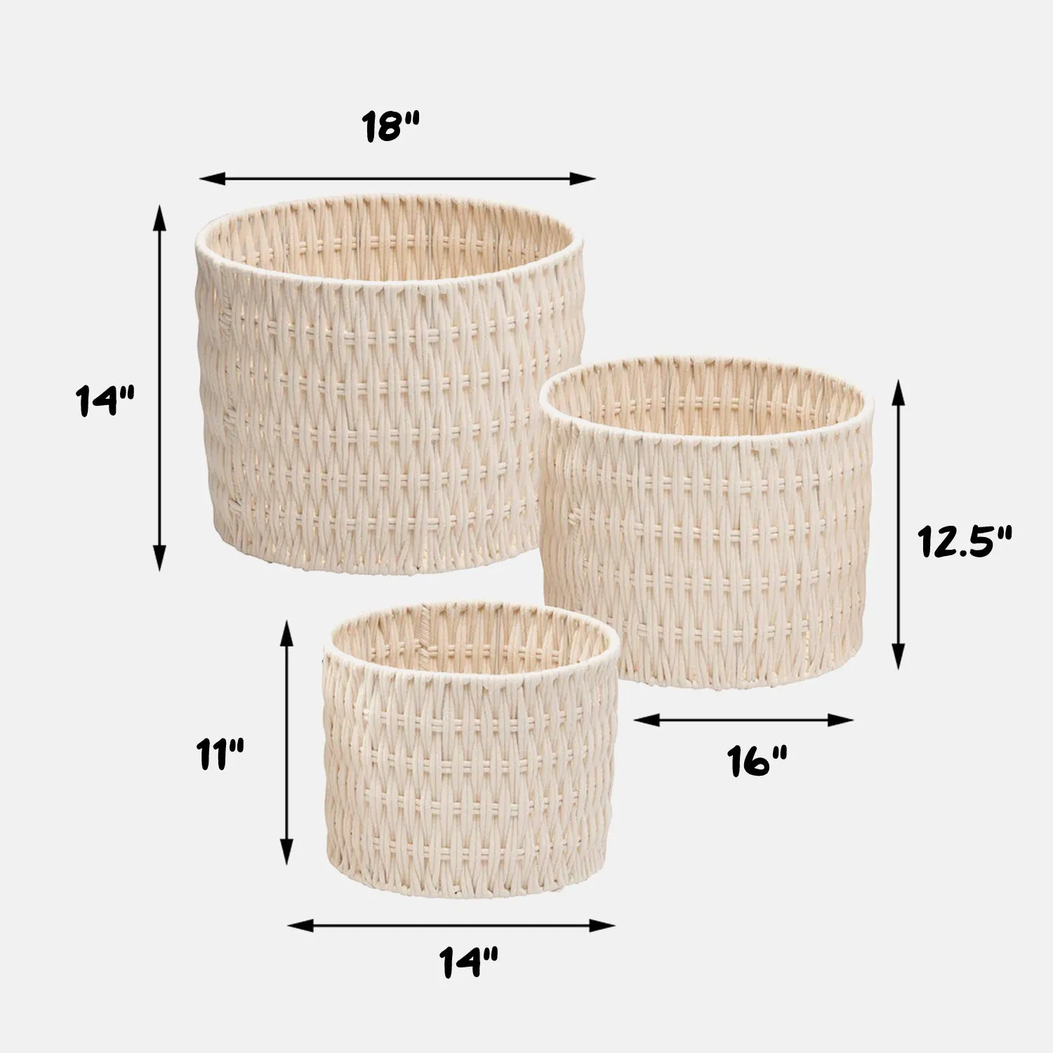 3pc Cozy Weave Basket
