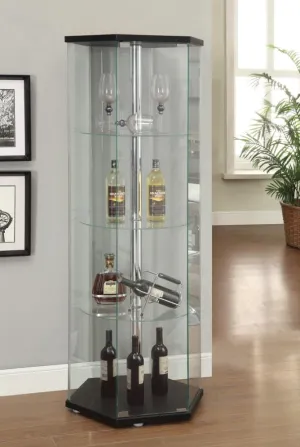 4-shelf Hexagon Shaped Curio Cabinet Black and Clear