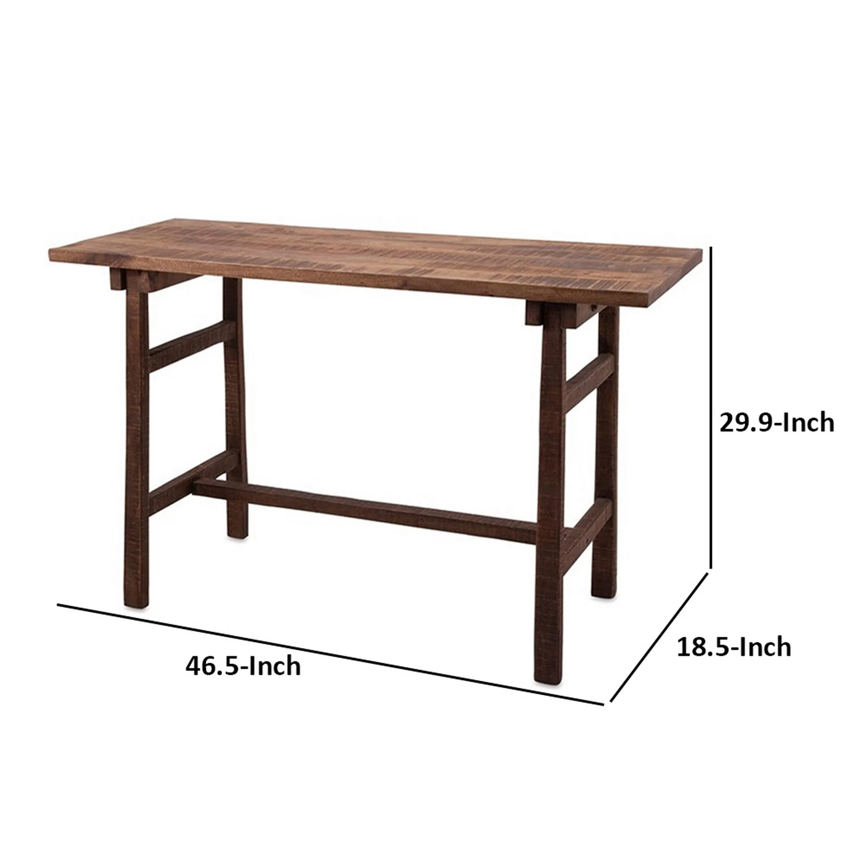 47 Inch Desk, Rectangular Mango Wood Top, Slim Ladder Legs, Brown Finish By Casagear Home
