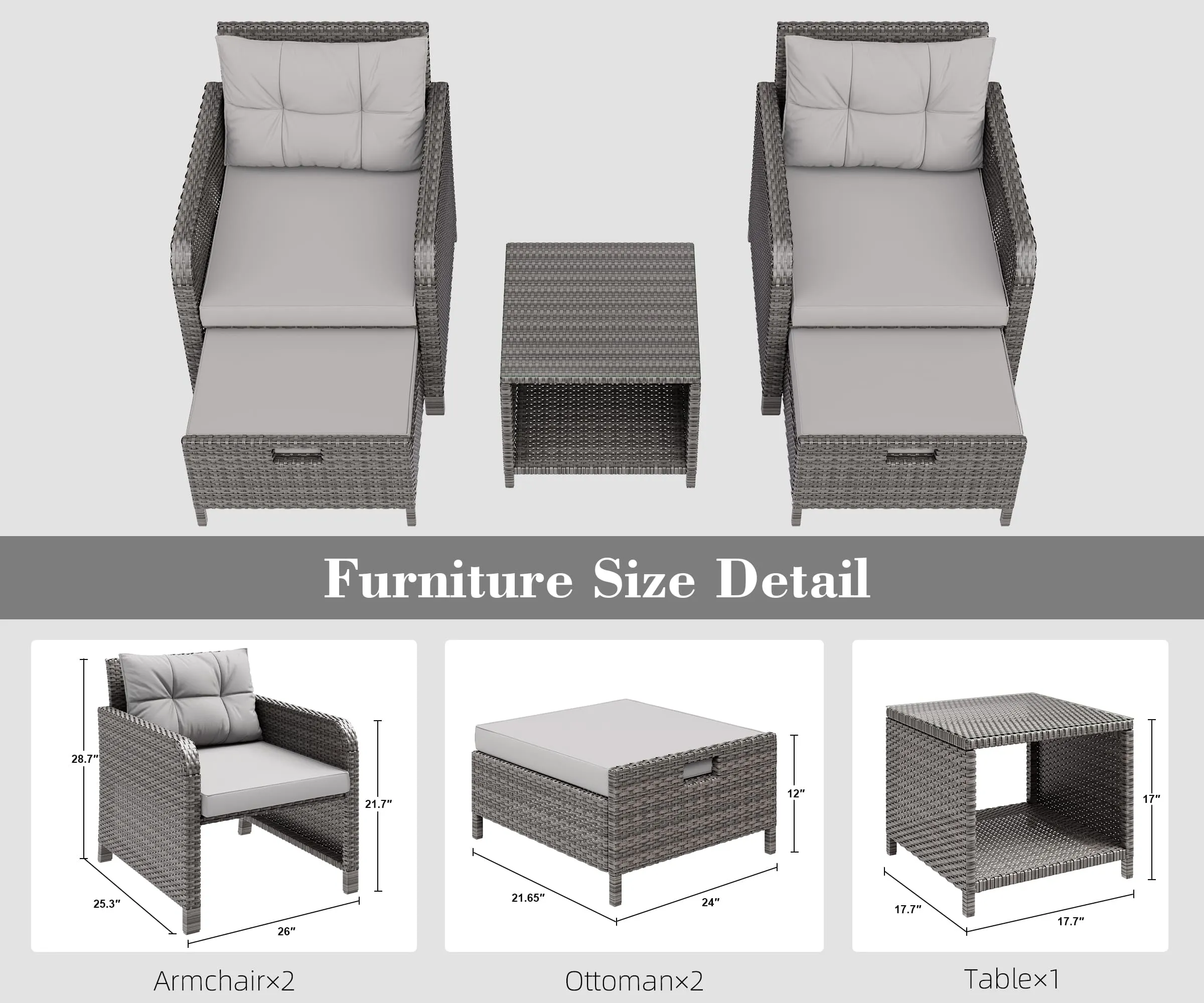 5 Pieces Patio Furniture Set