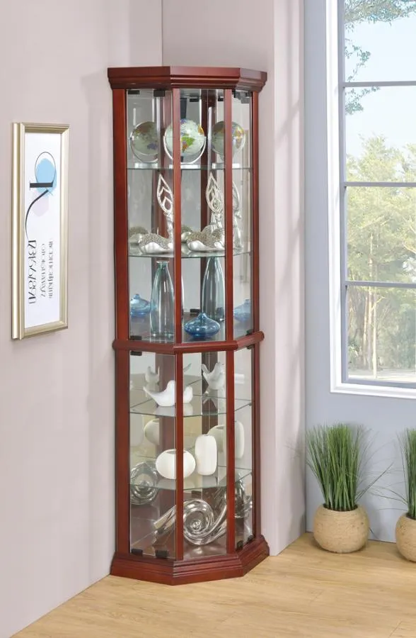 6-shelf Corner Curio Cabinet Medium Brown