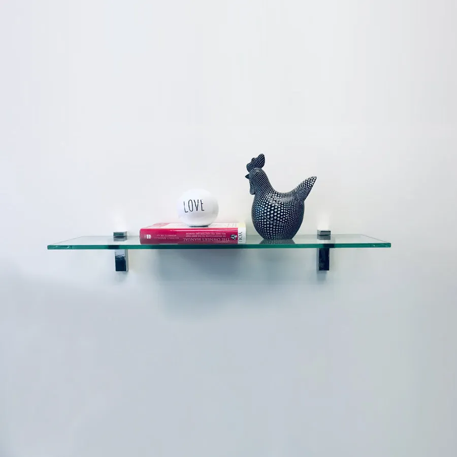 6" X 30" Flamingo Floating Glass Shelves - 2 Brackets Included with Each Shelf