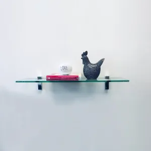 8" X 24" Flamingo Floating Glass Shelves - 2 Brackets Included with Each Shelf
