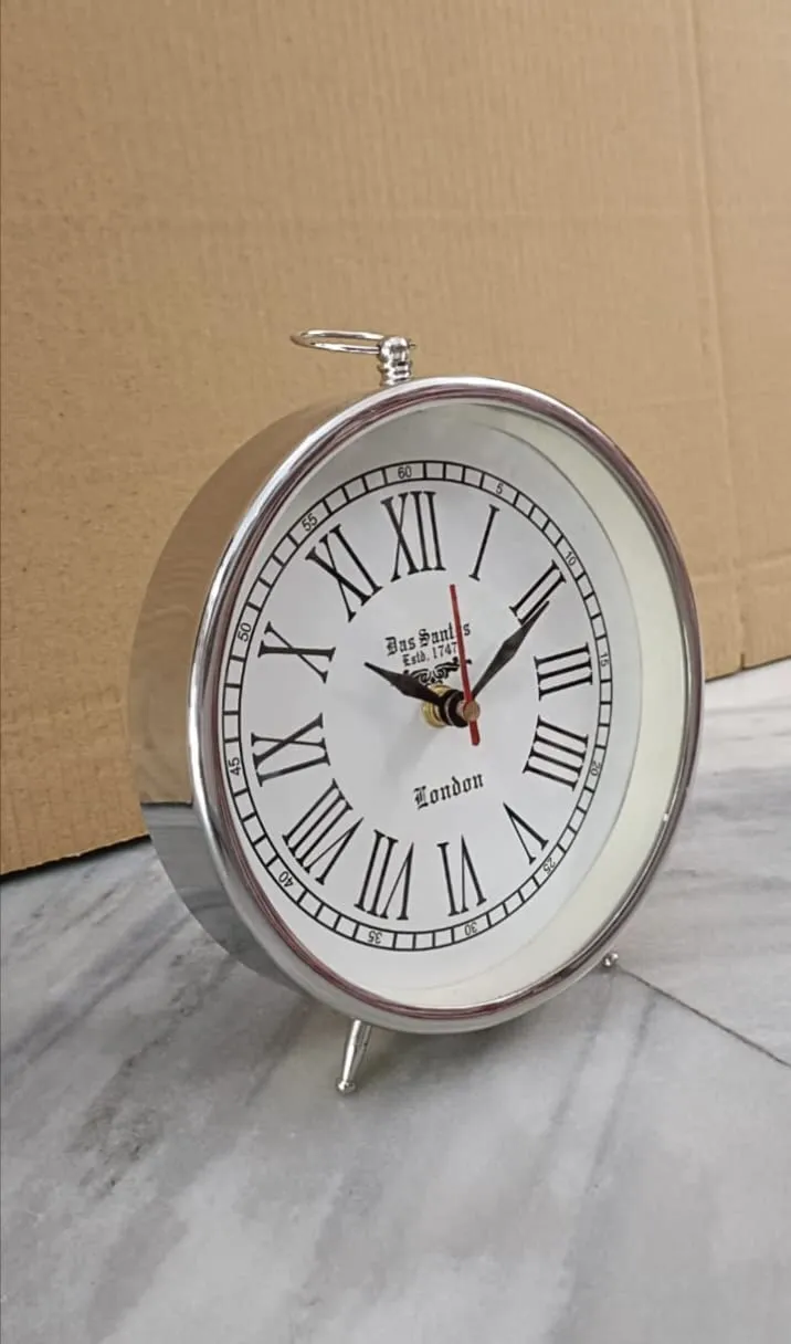 A R S Enterprises Clock Handicraft Pure Metal Table Desk Clock Copper Finish Clock Antique Style Designer Home Office 6 inch
