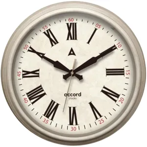 ACCORD CLOCKS Premium Contemporary Wall Clock with Silent Sweep Noiseless Movement - Brushed Vintage Dual-Tone Light Cream and Beige - HD Clear Glass Surface - 15 inch / 38 cm - Model Capitol