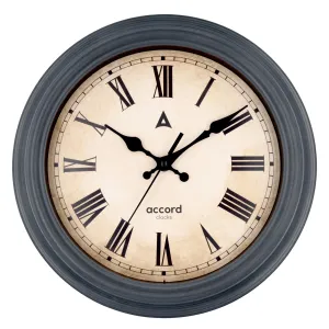 ACCORD CLOCKS Premium Contemporary Wall Clock with Silent Sweep Noiseless Movement - Charcoal Grey Frame - HD Clear Glass Surface - 11 inch / 28 cm - Model Hudson