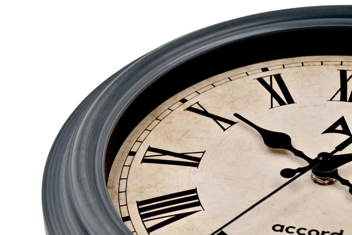 ACCORD CLOCKS Premium Contemporary Wall Clock with Silent Sweep Noiseless Movement - Charcoal Grey Frame - HD Clear Glass Surface - 11 inch / 28 cm - Model Hudson