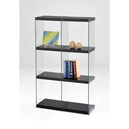 Acme Baxter Bookcase, Black & Clear Glass