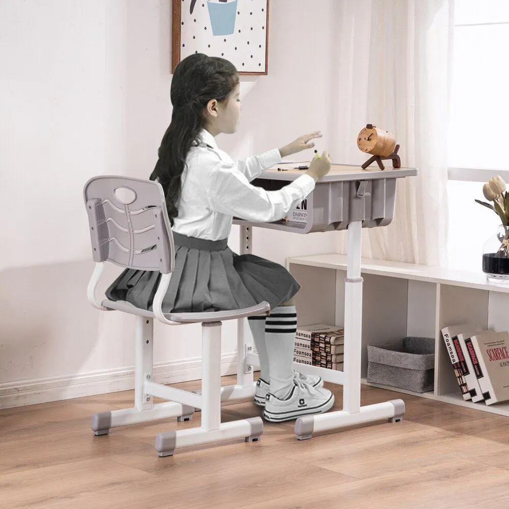 Adjustable Kid Study Desk with Table and Chairs Set
