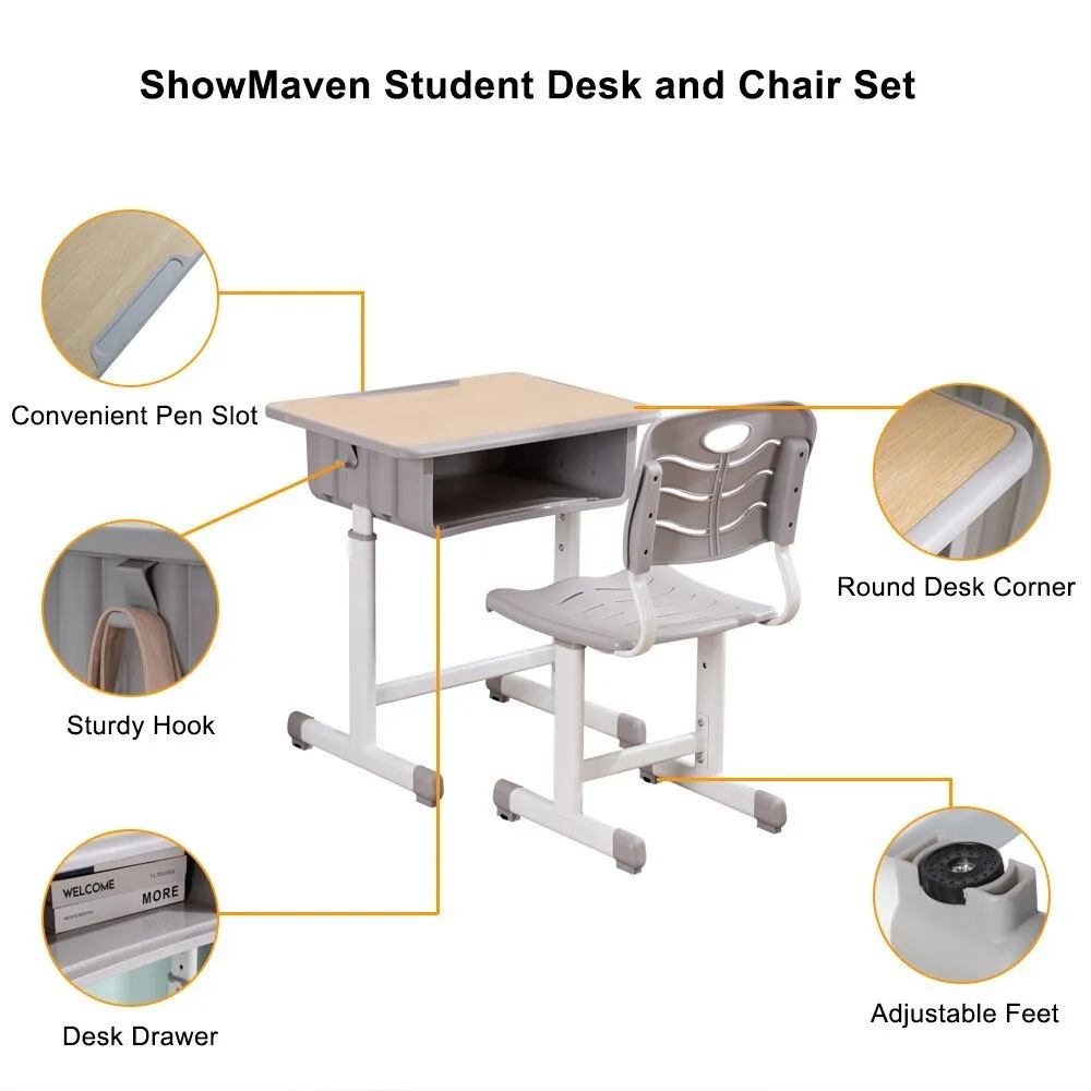 Adjustable Kid Study Desk with Table and Chairs Set