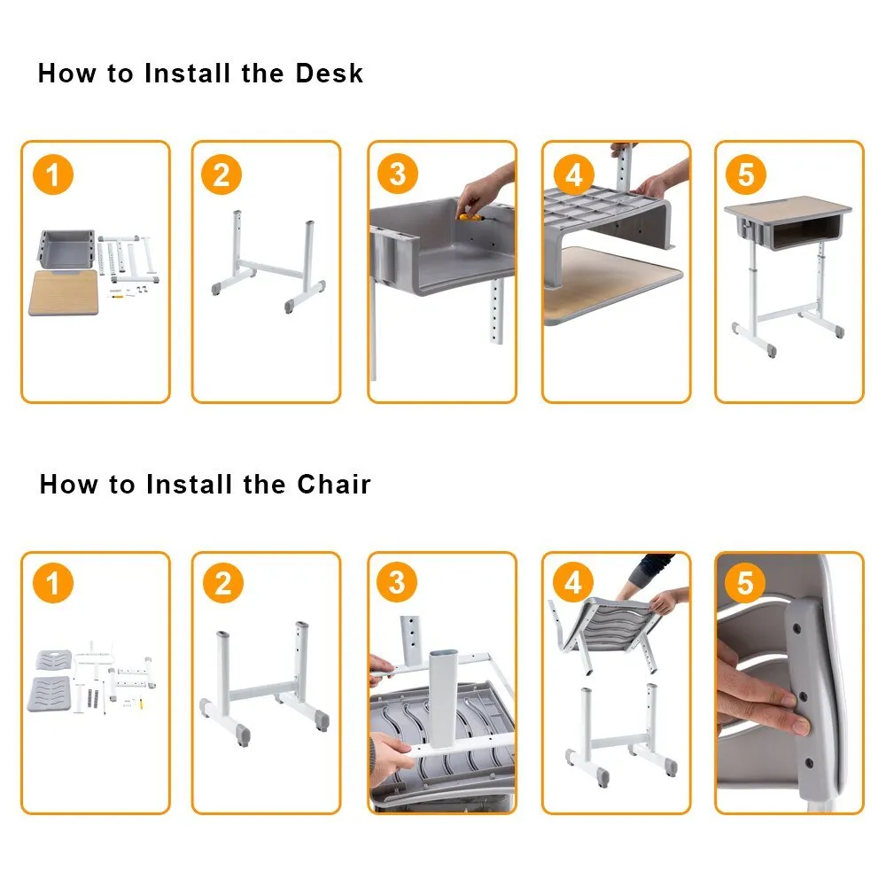 Adjustable Kid Study Desk with Table and Chairs Set