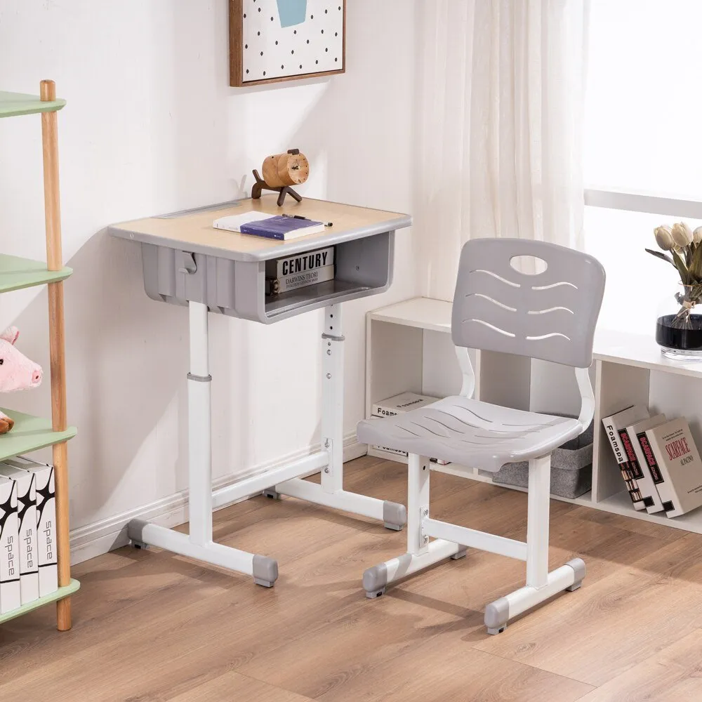Adjustable Kid Study Desk with Table and Chairs Set