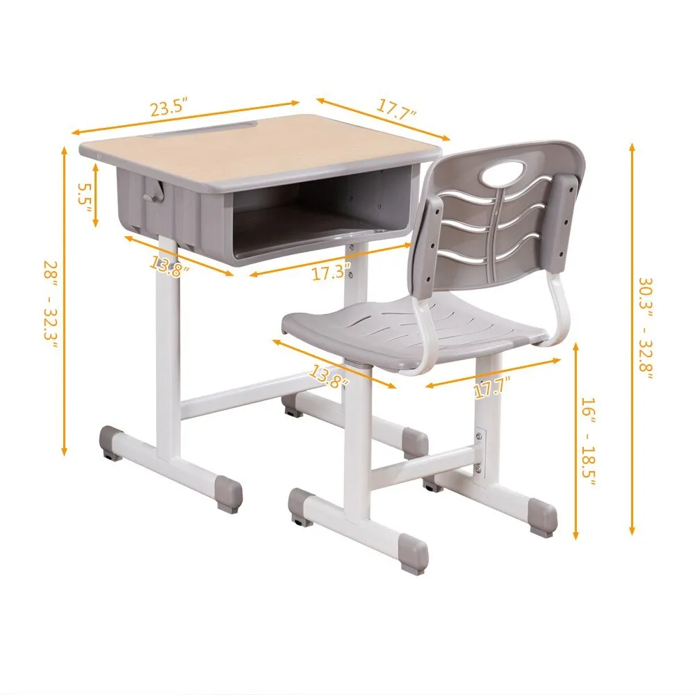 Adjustable Kid Study Desk with Table and Chairs Set