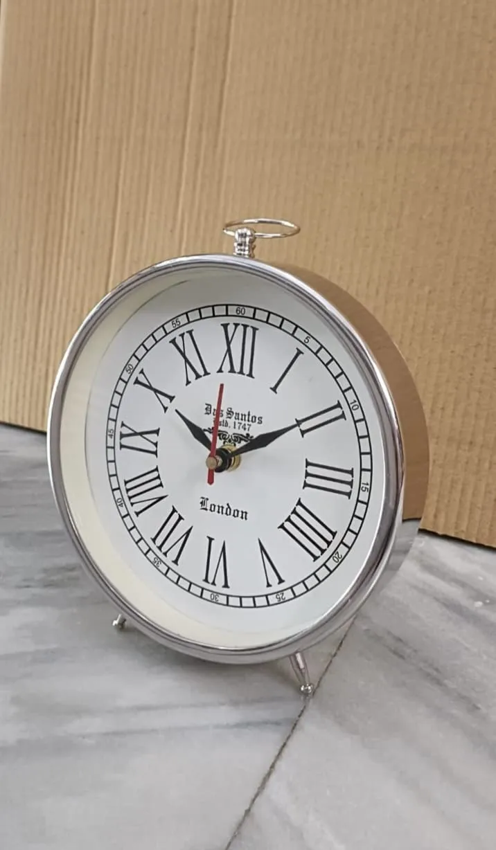AHSKY Clock Handicraft Pure Metal Table Desk Clock Copper Finish Clock Antique Style Designer Home Office 6 inch