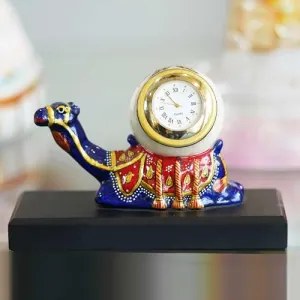 AKS CRAFTS Handcrafted Marble Camel Clock Timeless Elegance for Interior Decor Your Home
