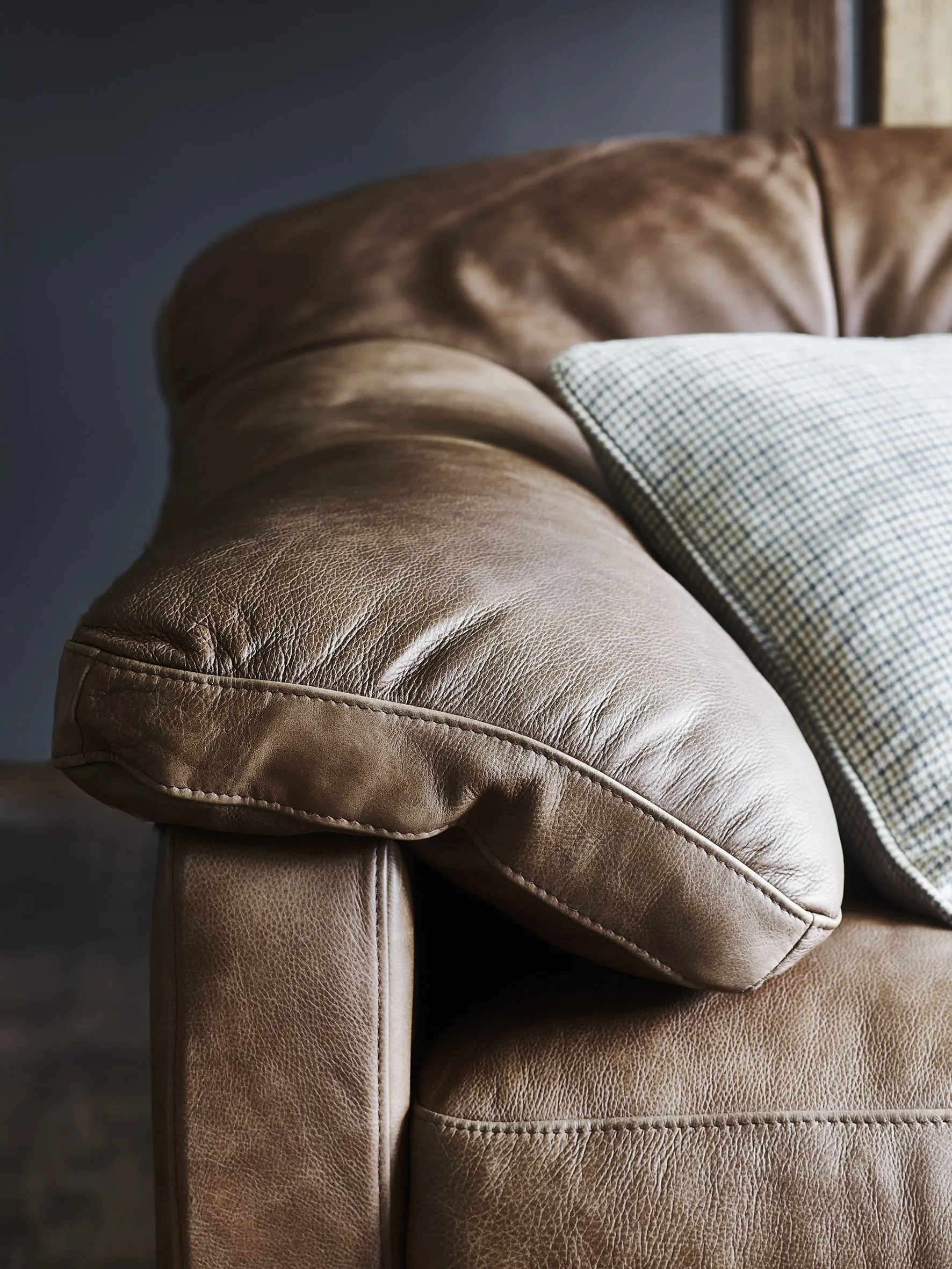 Alexander and James Bailey Brown Leather Snuggler Sofa